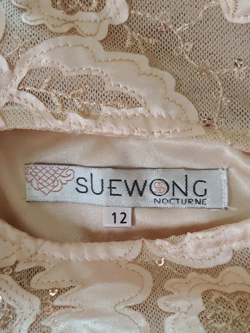Sue Wong Blush Floral Lace Midi Dress - Picture 2 of 7